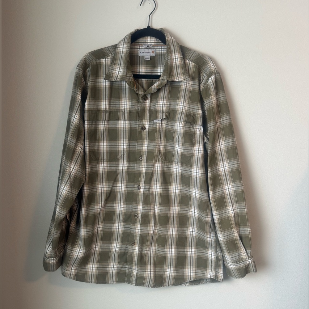 Carhartt Force Green and White Plaid Shirt - Picture 1 of 6